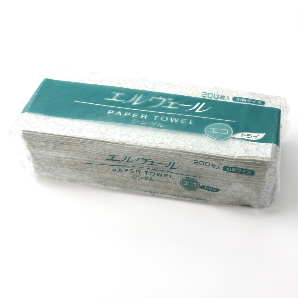 【半額】エルヴェール ペーパータオル エコドライシングル ２００枚 小判